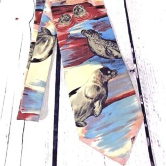Morgan Hart Mens Neck Tie Manatees - Picture 1 of 4